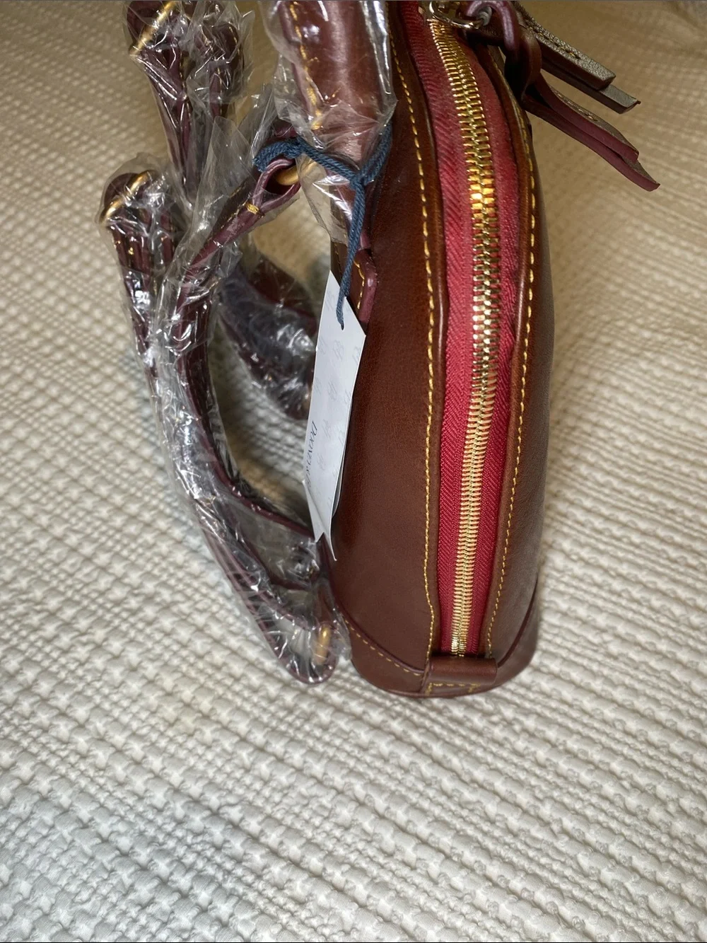 NWT Dooney & Bourke Chestnut Brown Leather small Zip Pod Backpack 🐻 - Picture 3 of 14